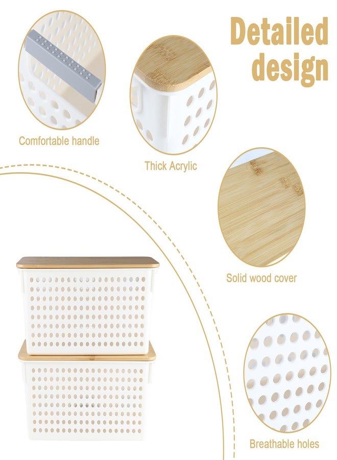 Xbopetda 2 Set Pantry Organizer and Storage, Plastic Potato and Onion Storage with Wooden Lid, Stackable Potato Storage Onion Holder, Kitchen Pantry Baskets for Onion Potato Fruit Produce Vegetable - Image 2